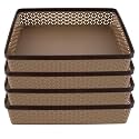 Kuber Industries (Pack of 4) Office Desk Tray | Plastic Stationary, Document Tray | File, Paper Tray For Office | Storage Tray for Kitchen, Books | Coffee