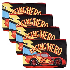 kuber industries pack of 4 pencil pouch  square stationary pouch  pen-pencil box for kids  school geometry pouch  pencil utility bag  zipper pencil organizer  disney-racing car  red