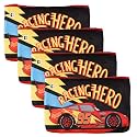 Kuber Industries Pack of 4 Pencil Pouch | Square Stationary Pouch | Pen-Pencil Box for Kids | School Geometry Pouch | Pencil Utility Bag | Zipper Pencil Organizer | Disney-Racing Car | Red