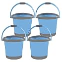 Kuber Industries Pack of 4 Plastic Bath Bucket for Bathroom &amp; Kitchen | 18 Litre Multipurpose Hot &amp; Cold Water Container, Bathing Bucket &amp; Balti with Handle for Home | Blue &amp; Grey