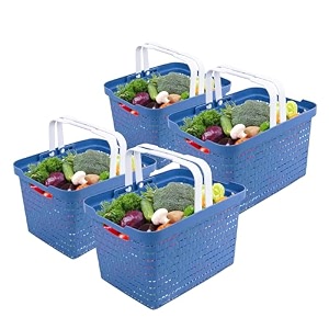 kuber industries plastic 2 pieces small size multipurpose solitaire storage basket with lid multi-ctktc25450