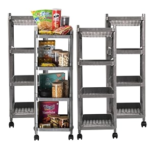 kuber industries storage rack with wheels  3-layer storage organizer rack  multipurpose storage trolley rack for kitchen-home-office  revolving vegetable storage trolley  brown