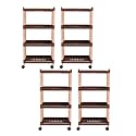 Kuber Industries Pack of 4 Storage Rack with Wheels | 4-Shelf Storage Organizer Rack | Multipurpose Storage Trolley Rack for Kitchen-Home-office | Vegetable Storage Trolley | Brown