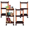 Kuber Industries Storage Rack with Wheels | 3-Layer Storage Organizer Rack | Multipurpose Storage Trolley Rack for Kitchen-Home-office | Revolving Vegetable Storage Trolley | Brown