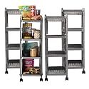 Kuber Industries Storage Rack with Wheels | 3-Layer Storage Organizer Rack | Multipurpose Storage Trolley Rack for Kitchen-Home-office | Revolving Vegetable Storage Trolley | Brown