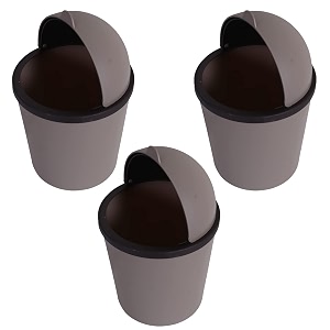 kuber industries pack of 3 table dustbin  desk dustbin with attached lid  countertop 1 ltr study table dustbin  portable dustbin for office kitchen bedroom  coffee