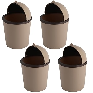 kuber industries pack of 4 table dustbin  desk dustbin with attached lid  countertop 1 ltr study table dustbin  portable dustbin for office kitchen bedroom  coffee