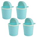 Kuber Industries (Pack of 4) Table Dustbin | Teddy Desk Dustbin With Attached Lid | Dustbin For Office, Kitchen, Bedroom | Countertop 1 Ltr Study Table Dustbin | Sky Blue
