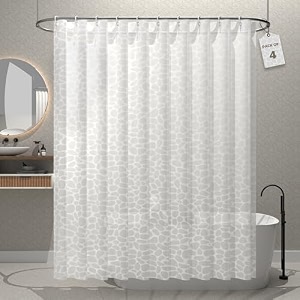 kuber industries pvc shower checkered light-filtering curtain  7 feet white with hooks for bathroom