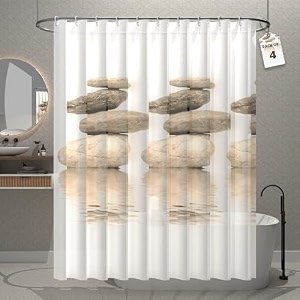 kuber industries pvc shower checkered light-filtering curtain  7 feet white with hooks for bathroom