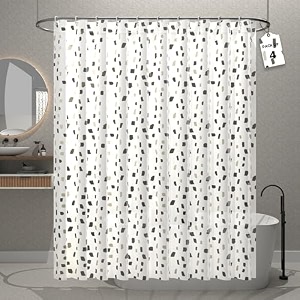 kuber industries pack of 4 waterproof 7134 x 7134 shower curtains for bathroom with 12 rings  washroom partition screen amp wall divider parda for bathing privacy  jy-3-5  green leaf print - white