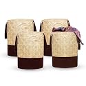 Kuber Industries Pack of 4 Waterproof Canvas Laundry Bag/Hamper|Metalic Printed With Handles|Foldable Bin &amp; 45 Liter Capicity|Size 37 x 37 x 46, (Brown)