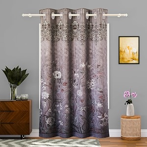 kuber industries 7 feet curtains for living room  door curtains for balcony bedroom amp pooja room  knited flower print - brown