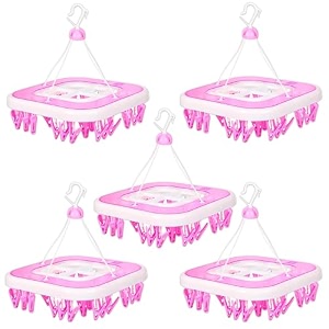 kuber industries plastic 360 degree portable folding clothes drying rack space saving travel rotatable clips green 32 clip kubmart15537