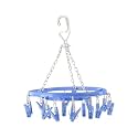 Kuber Industries Plastic 360 Degree Portable Folding Clothes Drying Rack Space Saving Travel Rotatable Clips (Green, 32 Clip, KUBMART15537)