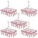 Kuber Industries Plastic 360 Degree Portable Folding Clothes Drying Rack Space Saving Travel Rotatable Clips (Green, 32 Clip, KUBMART15537)