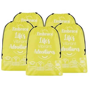 kuber industries pack of 5 cloth storage bag  storage organizer  travel cloth carrying bag  garments cover for laundry  travel storage organizer for clothing  large  yellow