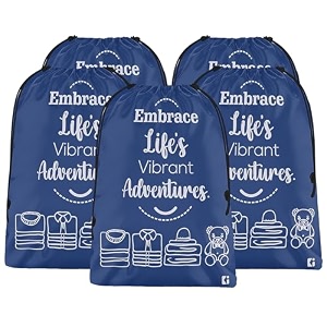 kuber industries pack of 5 cloth storage bag  storage organizer  travel cloth carrying bag  garments cover for laundry  travel storage organizer for clothing  large  royal blue