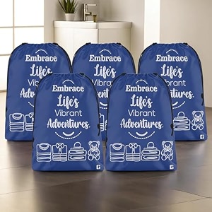 kuber industries pack of 5 cloth storage bag  storage organizer  travel cloth carrying bag  garments cover for laundry  travel storage organizer for clothing  large  royal blue