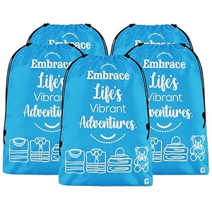 kuber industries pack of 5 cloth storage bag  storage organizer  travel cloth carrying bag  garments cover for laundry  travel storage organizer for clothing  large  sky blue