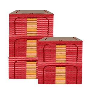 kuber industries pack of 2 clothes storage box  66 liter foldable steel frame clothes organizer  underbed storage bag  storage box for wardrobe-saree-shirts and blankets  grey amp black