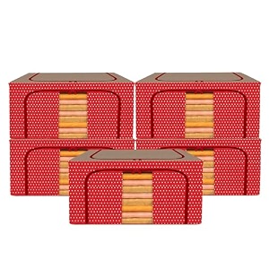 kuber industries 24 liter clothes storage box  foldable steel frame clothes organizer  storage box for wardrobe-saree-shirts and blankets  underbed storage bag  brown