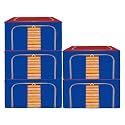 Kuber Industries Pack of 5 Clothes Storage Box | 44 Liter Foldable Steel Frame Clothes Organizer | Storage Box For Wardrobe-Saree-Shirts And Blankets | Underbed Storage Bag | Red & Blue