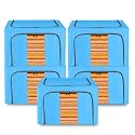 Kuber Industries Pack of 5 Clothes Storage Box | 24 Liter Steel Frame Wardrobe Organizer | Waterproof Storage Box for Saree-Shirts &amp; Blankets | Foldable Parachute Underbed Storage Bag | Sky Blue