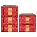 Kuber Industries Pack of 5 Clothes Storage Box | 44 Liter Foldable Steel Frame Clothes Organizer | Storage Bag | Storage Box For Wardrobe-Saree-Shirts And Blankets | Dot Print | Red &amp; Brown