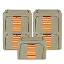 Kuber Industries Pack of 5 Clothes Storage Box | 66 LTR | Steel Frame Wardrobe Organizer | Waterproof Storage Box for Saree-Shirts & Blankets | Foldable Parachute Underbed Storage Bag | Brown