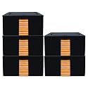 Kuber Industries Pack of 5 Clothes Storage Box | 44 Liter Foldable Steel Frame Clothes Organizer | Storage Box For Wardrobe-Saree-Shirts And Blankets | Underbed Storage Bag | Grey &amp; Black
