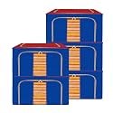 Kuber Industries 88 Liter Clothes Storage Box | Foldable Steel Frame Clothes Organizer | Storage Box For Wardrobe-Saree-Shirts And Blankets | Underbed Storage Bag | Dot Print | Royal Blue