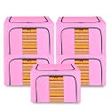 Kuber Industries Pack of 5 Clothes Storage Box | 24 Liter Steel Frame Wardrobe Organizer | Waterproof Storage Box for Saree-Shirts &amp; Blankets | Foldable Parachute Underbed Storage Bag | Pink