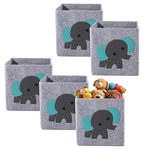 kuber industries collapsible 24 l storage box for clothes  baby dress organizer for wardrobe amp saman rakhne wala box for kids toys diaperbooks  gm-6-gry  embossed elephant - grey