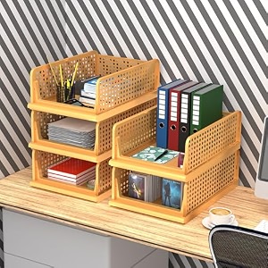 kuber industries pack of 5 desk stationary organizer  foldable office desk organizers  drawers for dressing table  storage bins for kitchen bathroom  ivory