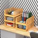 Kuber Industries (Pack of 5) Desk Stationary Organizer | Foldable Office Desk Organizers | Drawers for Dressing Table | Storage Bins for Kitchen, Bathroom | Ivory