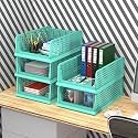 Kuber Industries (Pack of 5) Desk Stationary Organizer | Foldable Office Desk Organizers | Drawers for Dressing Table | Storage Bins for Kitchen, Bathroom | Pista Green