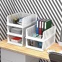 Kuber Industries (Pack of 5) Desk Stationary Organizer | Foldable Office Desk Organizers | Drawers for Dressing Table | Storage Bins for Kitchen, Bathroom | White