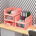 Kuber Industries (Pack of 5) Desk Stationary Organizer | Foldable Office Desk Organizers | Drawers for Dressing Table | Storage Bins for Kitchen, Bathroom | Coral Pink