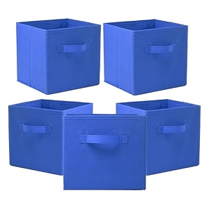 kuber industries pack of 6 foldable storage box  multipurpose storage organizer for clothes  plain wardrobe organizer for book stationary amp toys  11 inch  royal blue