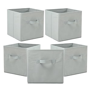 kuber industries pack of 6 foldable storage box  multipurpose storage organizer for clothes  plain wardrobe organizer for book stationary amp toys  11 inch  beige