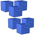 Kuber Industries (Pack of 6) Foldable Storage Box | Multipurpose Storage Organizer For Clothes | Plain Wardrobe Organizer for Book, Stationary &amp; Toys | 11 Inch | Royal Blue