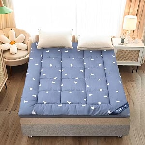 kuber industries pack of 5 mattress topperpaddingmattress for comfortable sleep 4 x 6 feetblue