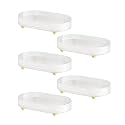 Kuber Industries Pack of 5 Multipurpose Double layer Decorative Drain Tray | Makeup Perfume Organiser, Bathroom Vanity, Dresser Tray, Kitchen Countertop Organiser Tray | Anti Slip | Transparent