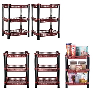 kuber industries pack of 3 multipurpose kitchen organizerstorage rack  3-layer onion stand for kitchen  vessels amp vegetable organiser  maroon