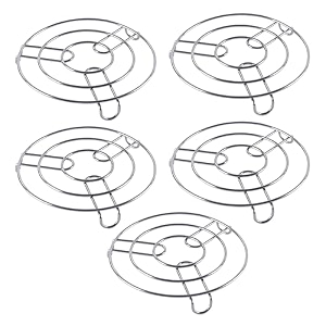 kuber industries pack of 5 multipurpose stainless steel cooker stand  heat resistant hot plate dishes holder  dongahot pot stand for kitchen amp home  hw-2  silver