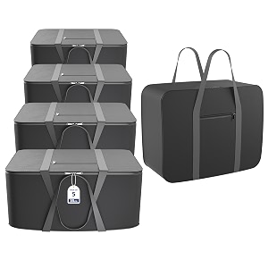 kuber industries pack of 5 nylon 35l small underbed storage box  blanket storage bagscover double bed storage containers  dustproof storage bag for clothes documents books toys  grey