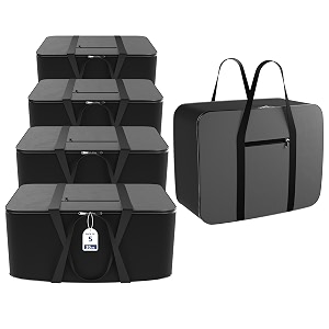 kuber industries pack of 5 nylon 35l small underbed storage box  blanket storage bagscover double bed storage containers  dustproof storage bag for clothes documents books toys  grey amp black