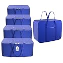 Kuber Industries Pack of 5 Nylon 35L Small Underbed Storage Box | Blanket Storage Bags/Cover Double Bed Storage Containers | Dustproof Storage Bag for Clothes, Documents, Books, Toys | Blue