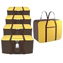 Kuber Industries Pack of 5 Nylon 35L Small Underbed Storage Box|Blanket Storage Bags/Cover Double Bed Storage Containers|Dustproof Storage Bag for Clothes, Documents, Books, Toys|Yellow &amp; Brown